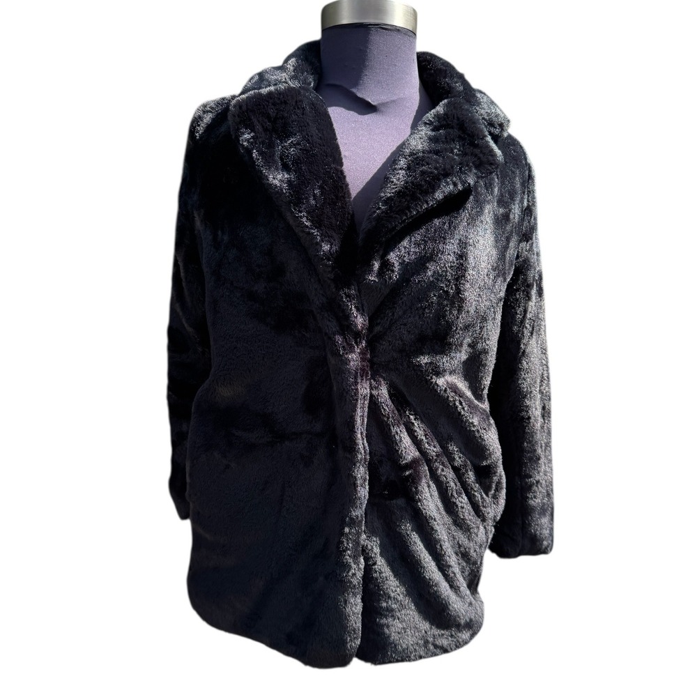 H&M Black Faux Fur Coat Jacket‎ Women's Medium M Winter Warm Stylish Fashion